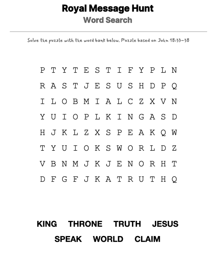 Christ the King Sunday word-search